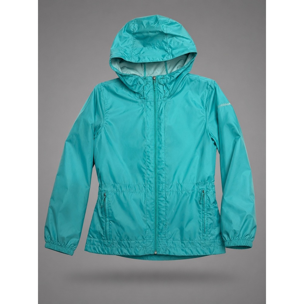 Columbia Womens Switchback III Rain Jacket Teal Blue Full Zip Hooded XL3144 M